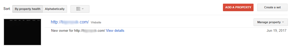 A property in Google Webmaster Tools